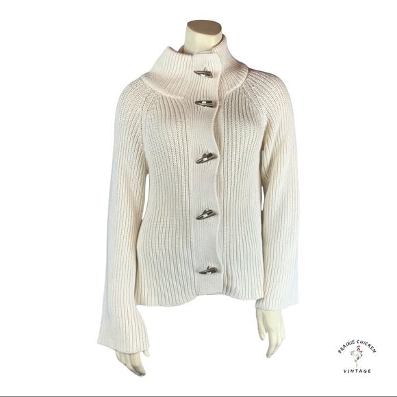 Talbots Chunky Sweater M Medium toggle buttons Cotton Cashmere Knit - Picture 1 of 12